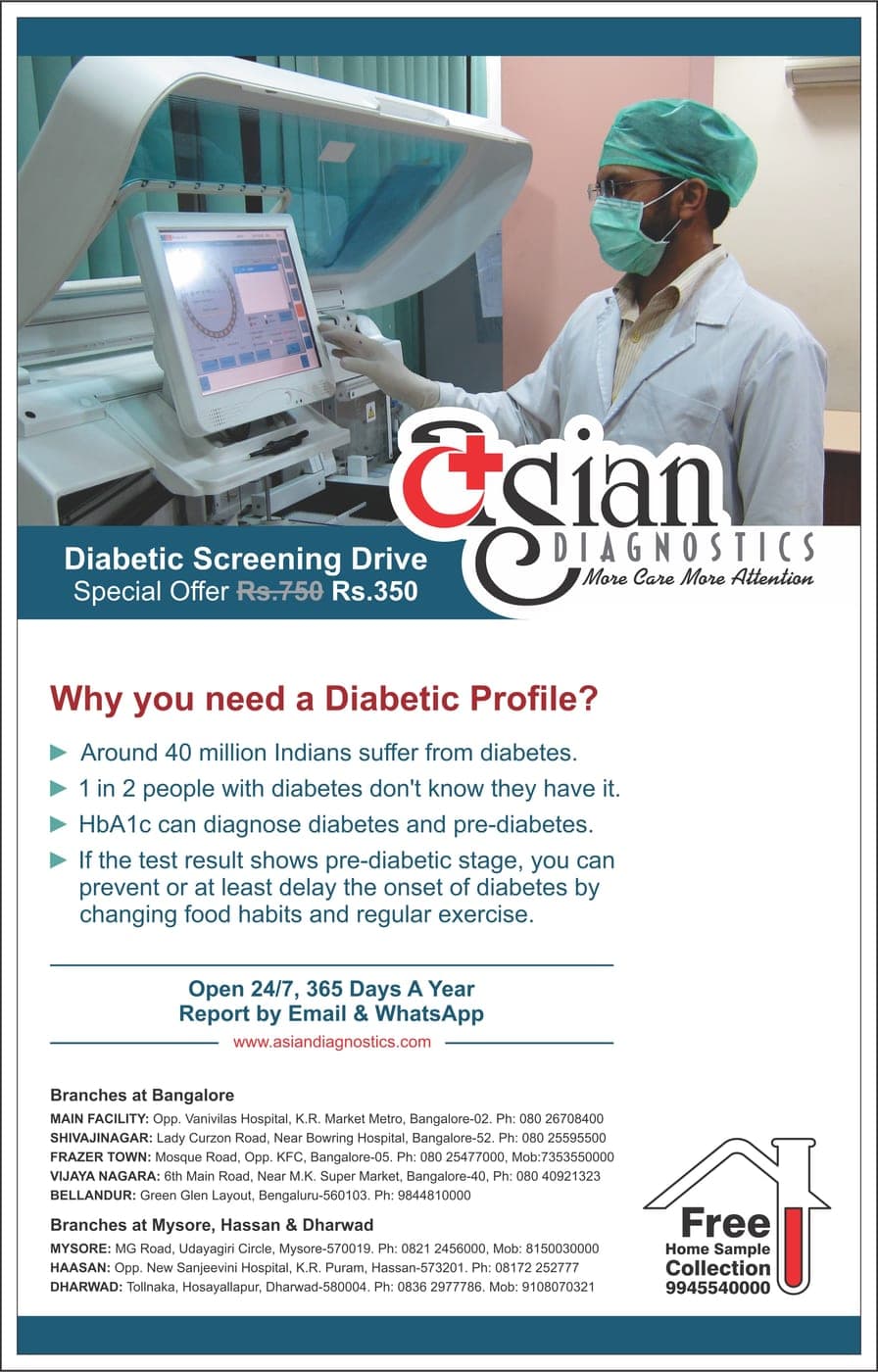 Asian Diagnostics healthcare newspaper advertisement