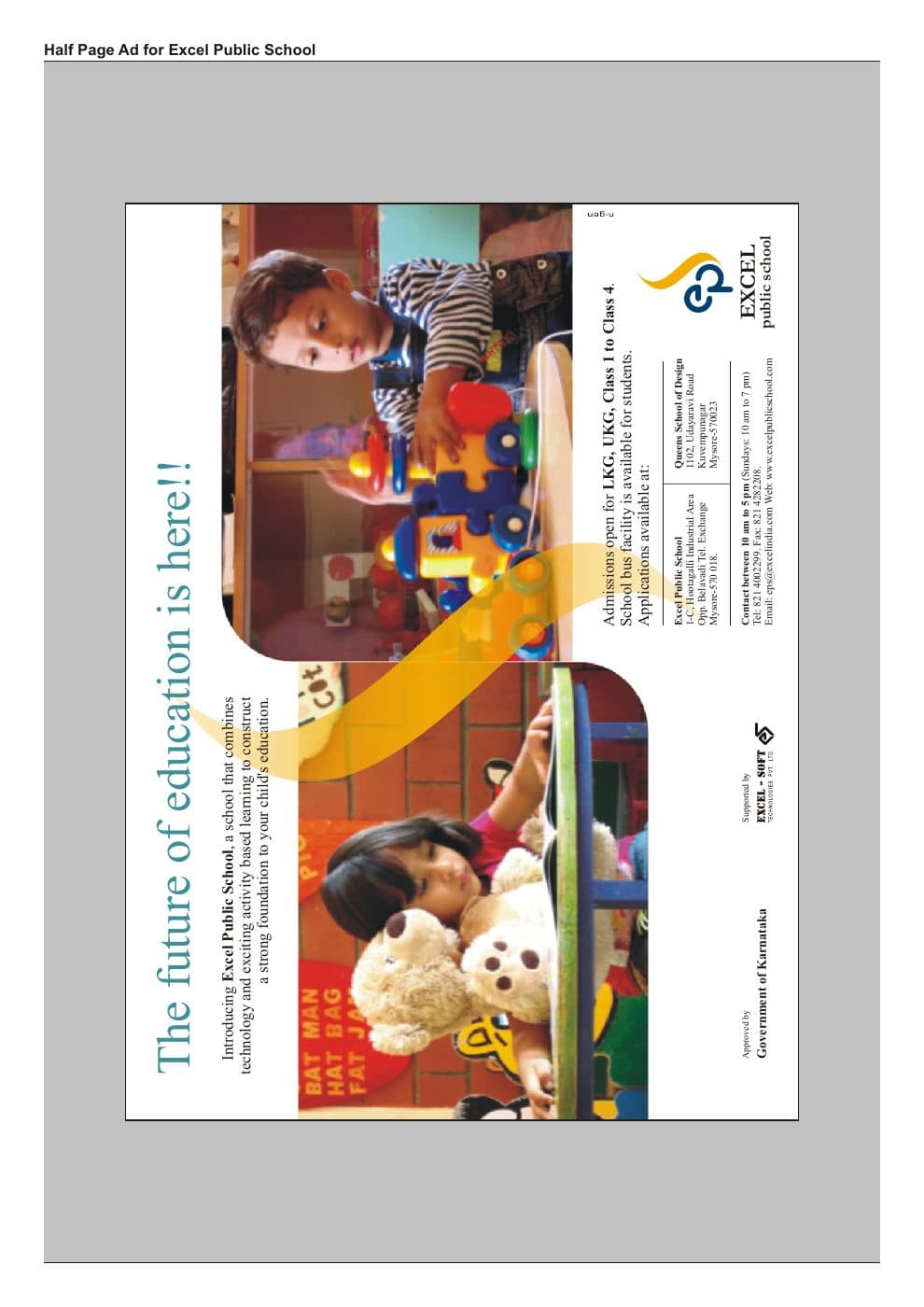 Education advertising portfolio sheet