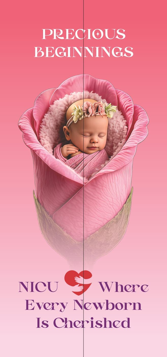 NICU lift-door design with newborn image