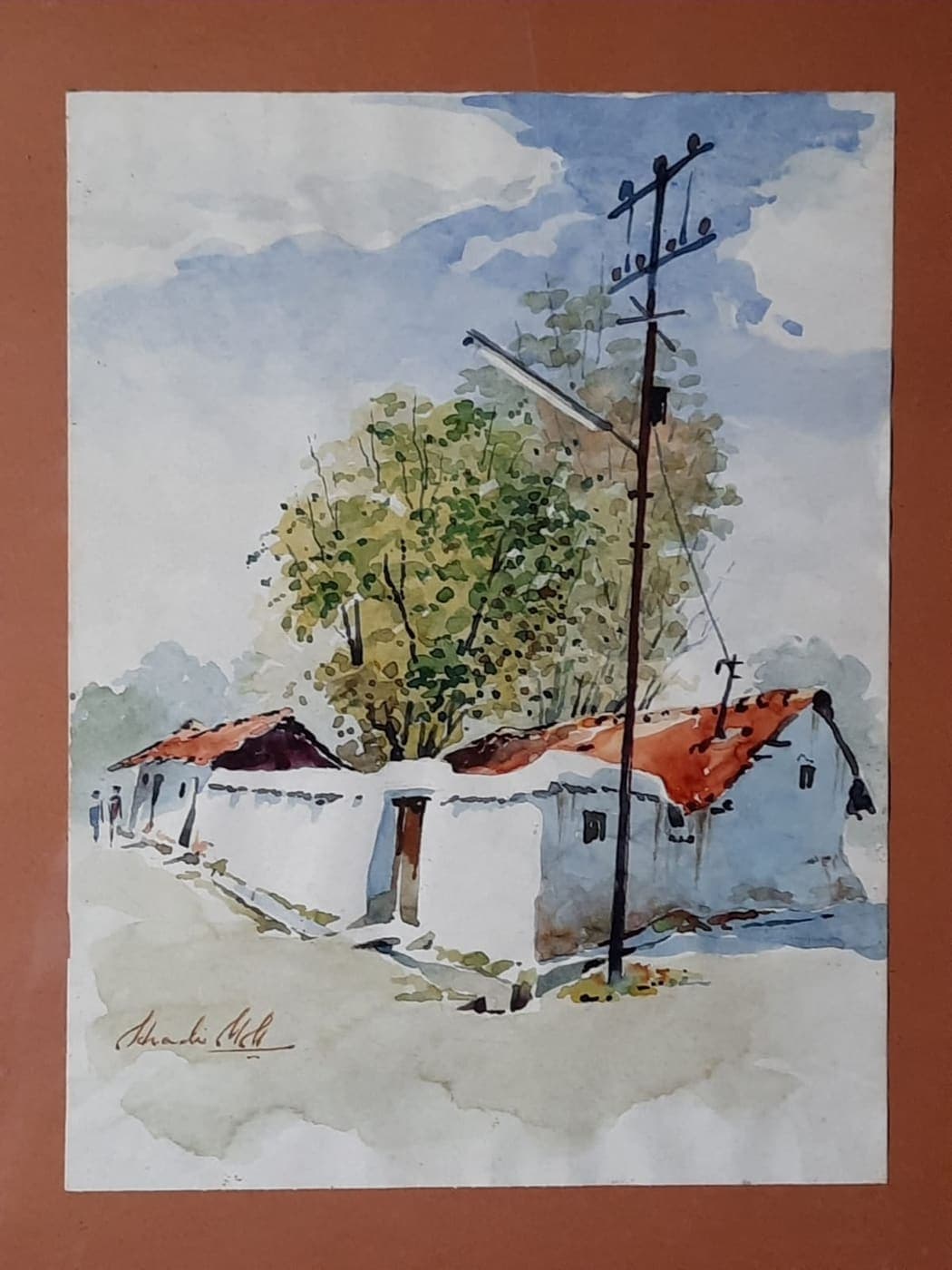 Village street — painting by Abdul Qadir