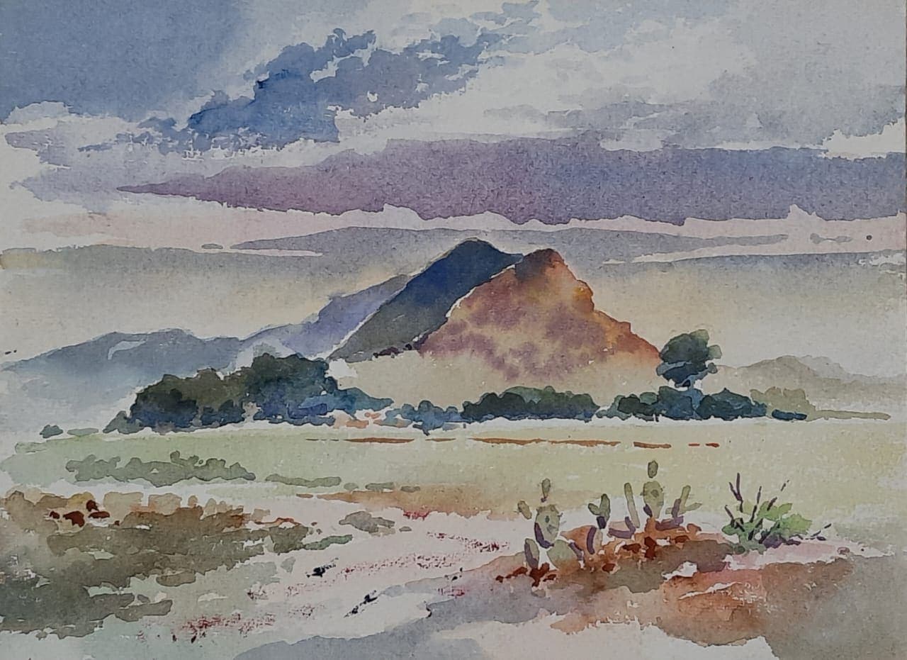 Mountain study — painting by Abdul Qadir