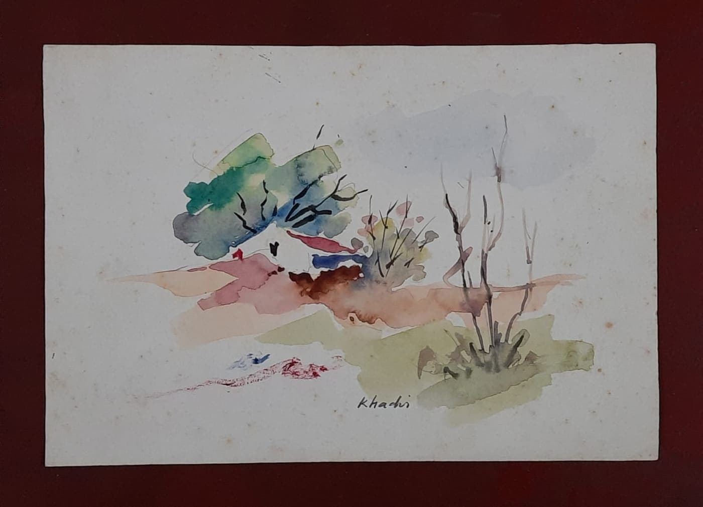 Trees and open space — painting by Abdul Qadir
