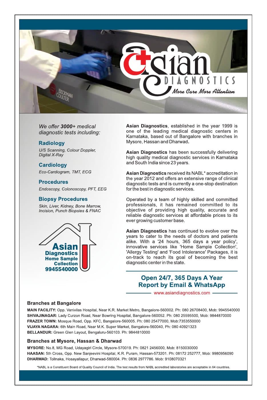 Asian Diagnostics newspaper advertisement